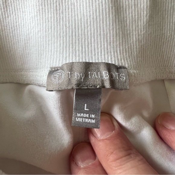 T by Talbots short mini skirt skort with zip pockets side slit white L - Picture 3 of 13
